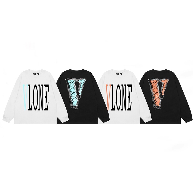 Foreign trade VLONE Fast Big V smoke purple pure cotton t-shirt, loose fit, trendy brand, unisex couple's long-sleeve base shirt Foreign trade VLONE Fast Big V smoke purple pure cotton t-shirt, loose fit, trendy brand, unisex couple's long-sleeve base shirt