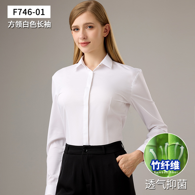 [bamboo fiber long sleeves] white square collar / 35/s (recommended 42.5-47.5kg )