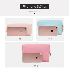 韓版網紅化妝包女大容量多功能便攜方形八角收納包純色簡約手拿包