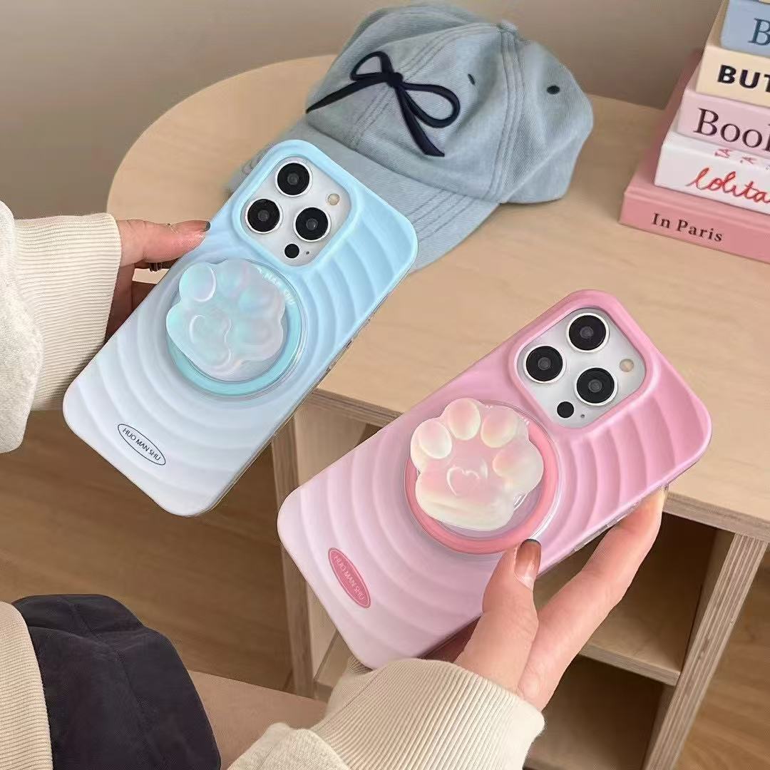 Corazón de niña coreana, lindas garras de gato para Apple 16ProMax funda para teléfono móvil 14/15 Creative 13 nicho 16Pro