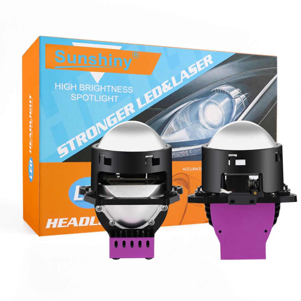 Faros de lente grande LED de doble disparo directo, controladores integrados, lejanos y cercanos, faros de coche de alta translusión de doble luz de 2,5 pulgadas