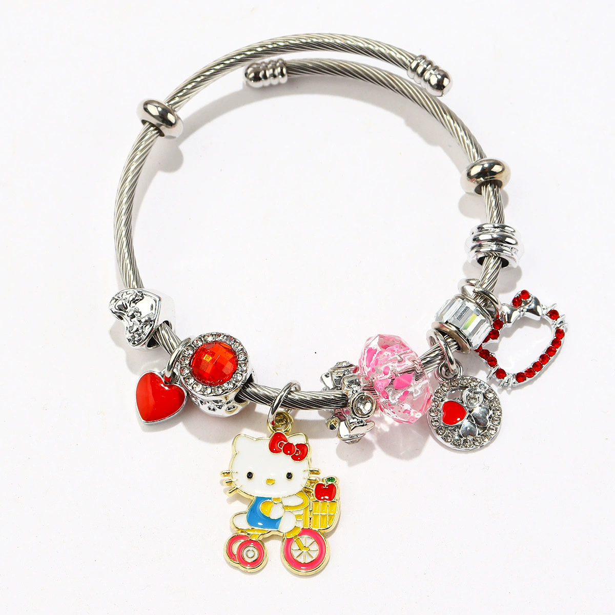 Браслет (Panjia) DIY с крупными отверстиями и подвесками в стиле Hello Kitty, 9×7×3 см