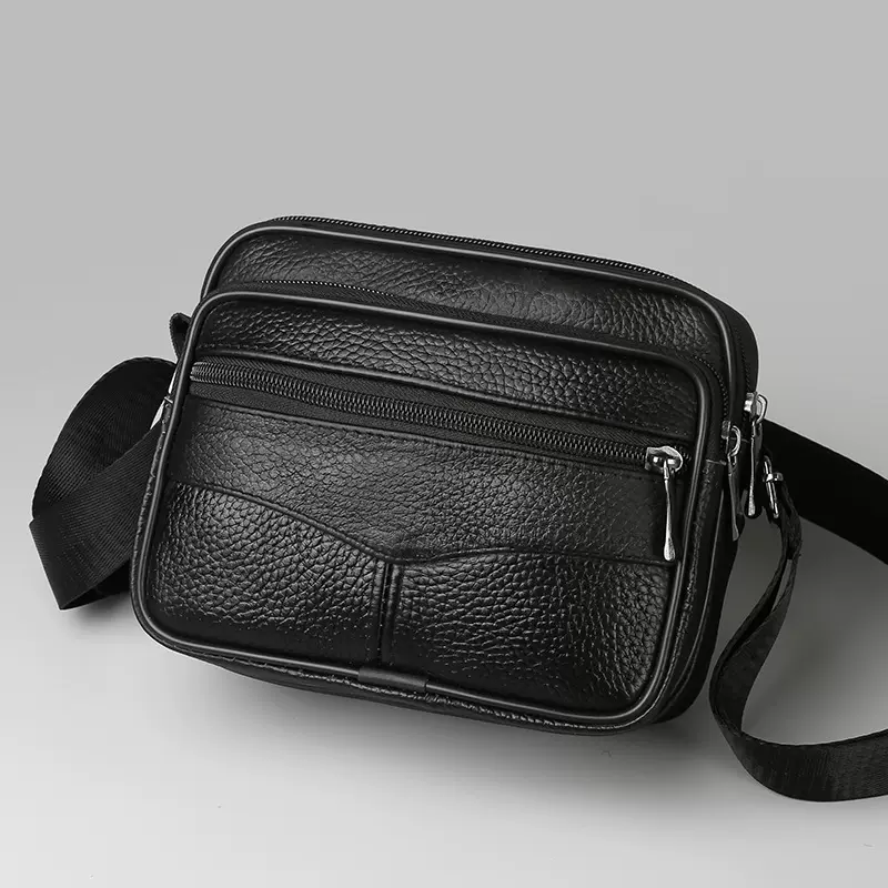 跨境热卖商务休闲男士斜挎包 新款纯色真皮单肩背包小包 厂家批发