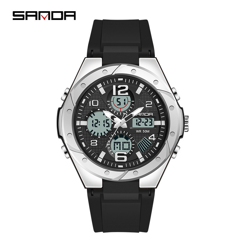 SANDA 6062 multi-funcional a prueba de agua electrónica deportes pareja mujer doble pantalla reloj e-commerce Venta caliente reloj