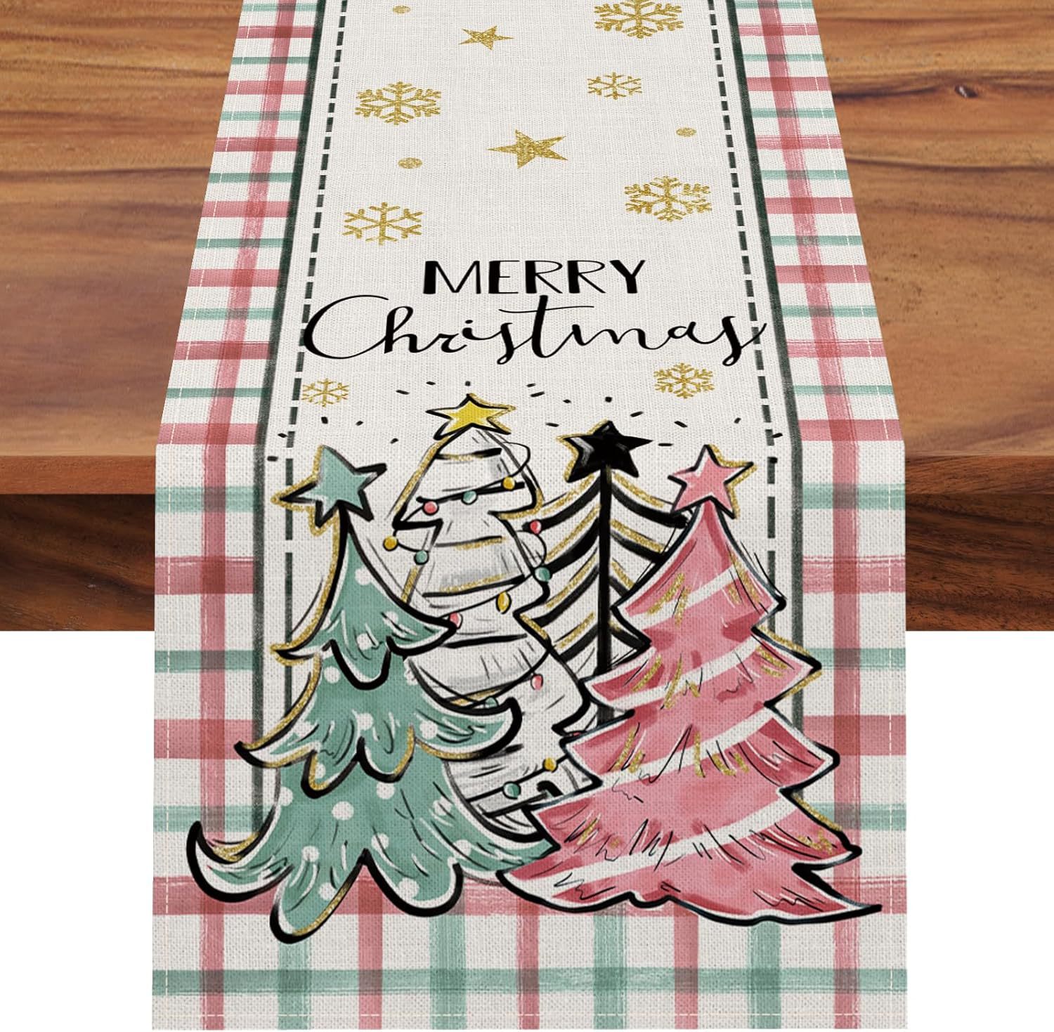 Transfronterizo 2024 Amazon nuevo árbol de Navidad festivales lino tabla bandera tabla de comedor tabla bandera de té image 8
