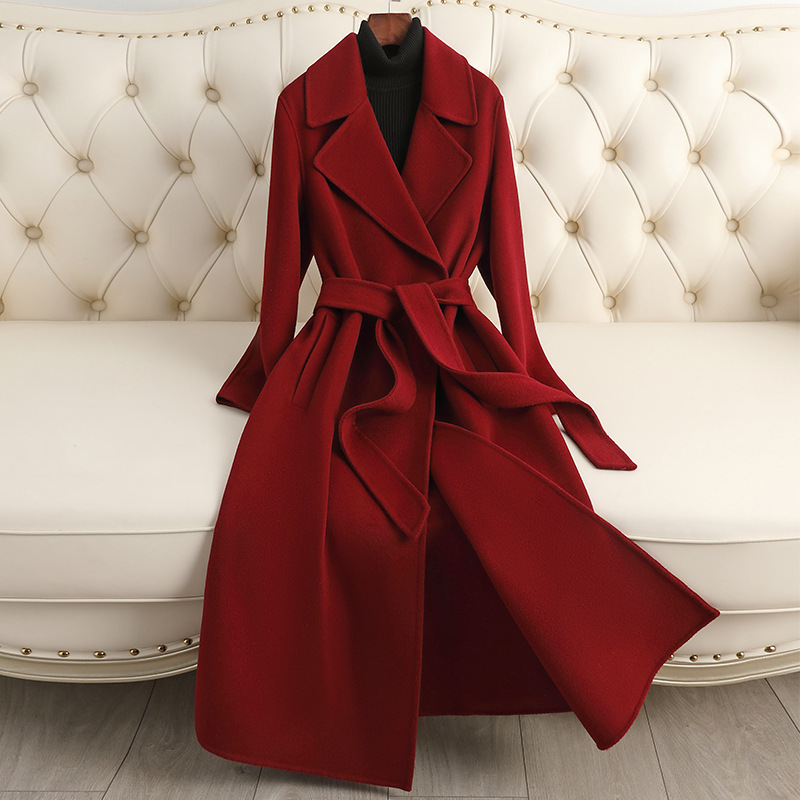 Double-Sided Cashmere Coat for Women, Long Style, 2026 New Model, Over-The-Knee, High-End Feel, Autumn and Winter Elegant Korean-Style Woolen Coat for Women