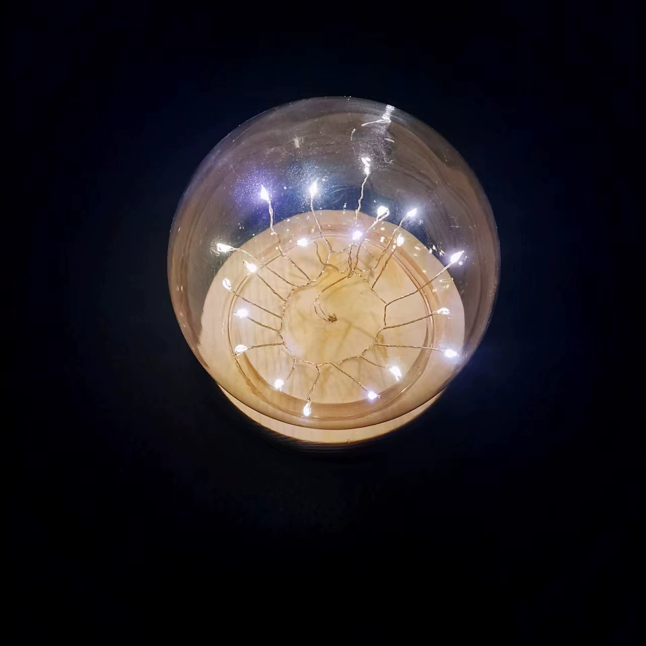 Выпечка торта декоративная полусфера мяч тюльпан ночник с лампой деревянный держатель DIY ручной работы пробковая стеклянная крышка