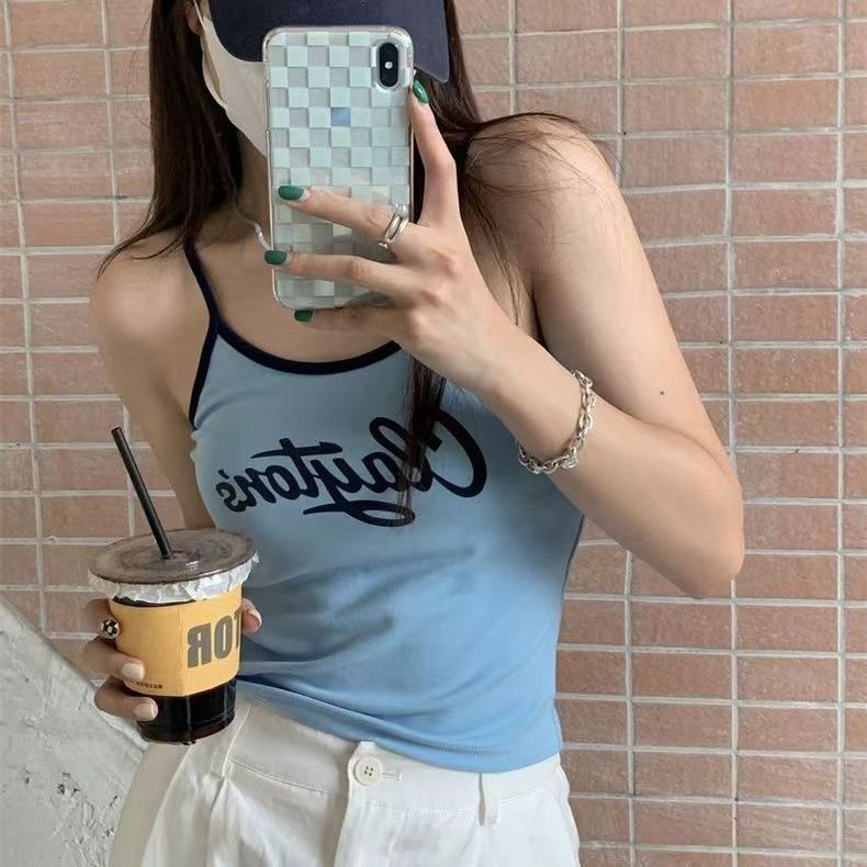 American-style Retro Sports Camisole Women's Summer Inner Wearing Chest Pad Design Niche Spice Girl Outer Wearing Base Top