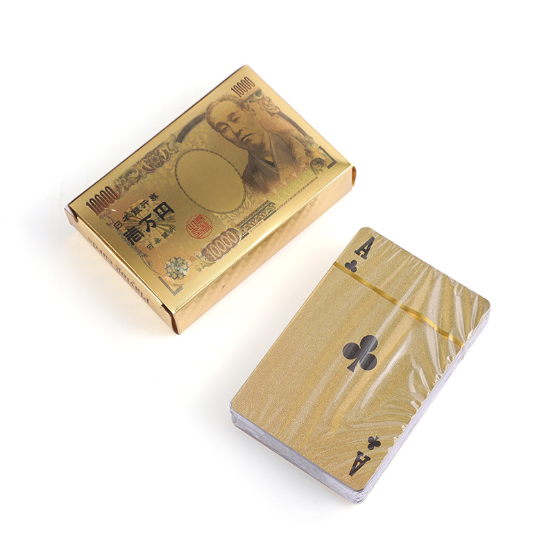 Creative Personality Advertising Foil Playing Cards Gold Foil Plastic Cards Luxury Gold European and American Waterproof Tabletop Board Game Playing Cards Wholesale