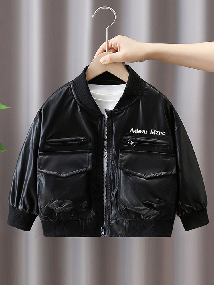 Chaqueta de Cuero para Niños 6215, Abrigo Infantil Moderno y Elegante, Modelo Nuevo Primavera-Otoño 2026, Atuendo Otoñal para Bebés, a la Moda para Niños Pequeños image 3