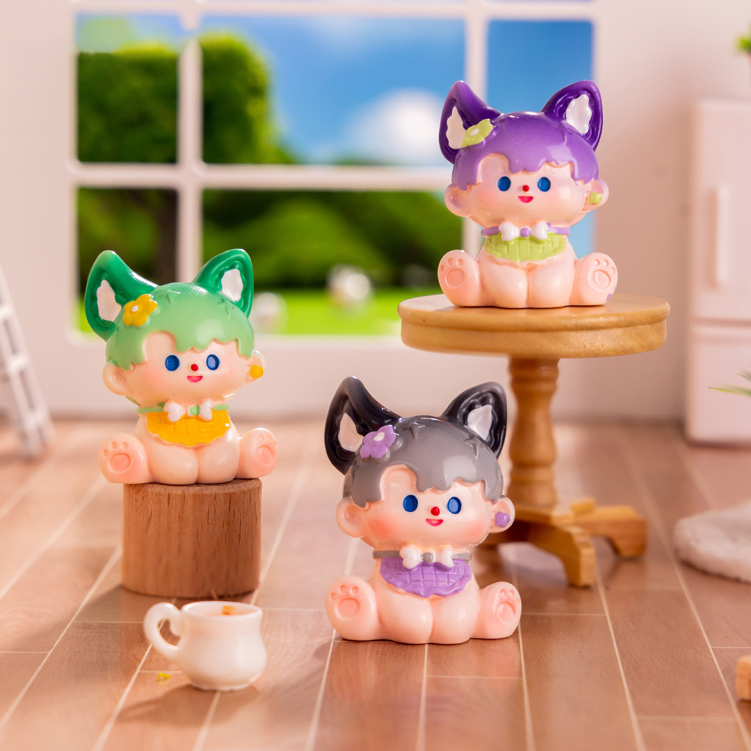 인터넷 연예인 시뮬레이션 여우 인형 시리즈 오일 떨어짐 인형 핸드메이드 DIY 레진 소형 액세서리 장  소형 장식품