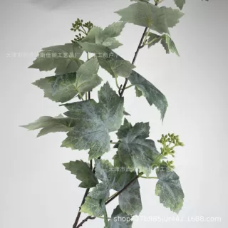 葡萄叶单枝仿真植物绿植梧桐叶秋色枫叶3D打印工程造景布置花艺