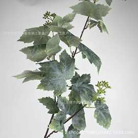 葡萄叶单枝仿真植物绿植梧桐叶秋色枫叶3D打印工程造景布置花艺