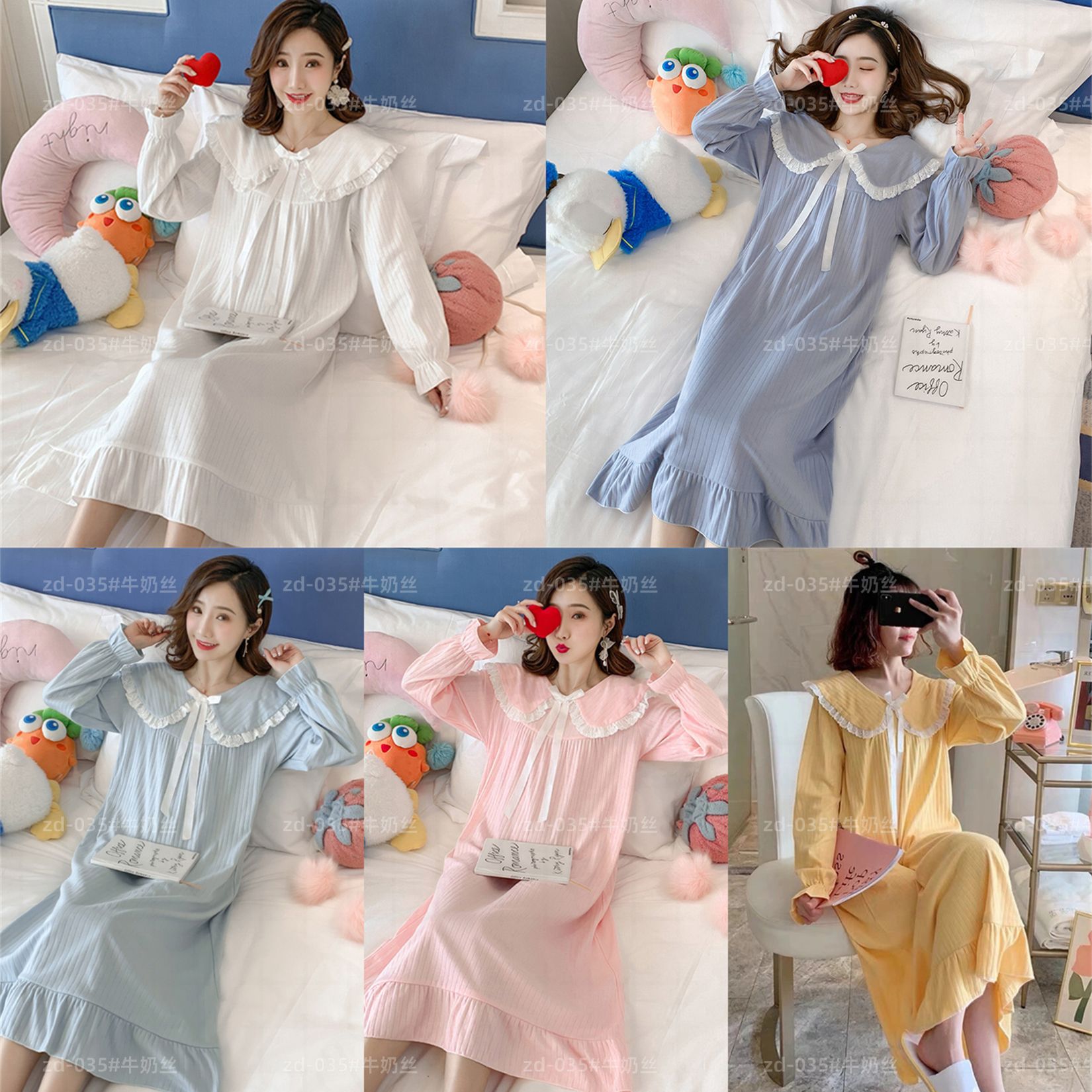 Pijama de mangas largas para mujeres pijamas de viento primavera y otoño para mujeres muñecas de hadas corte cuello princesa ropa de estilo para el hogar para mujeres