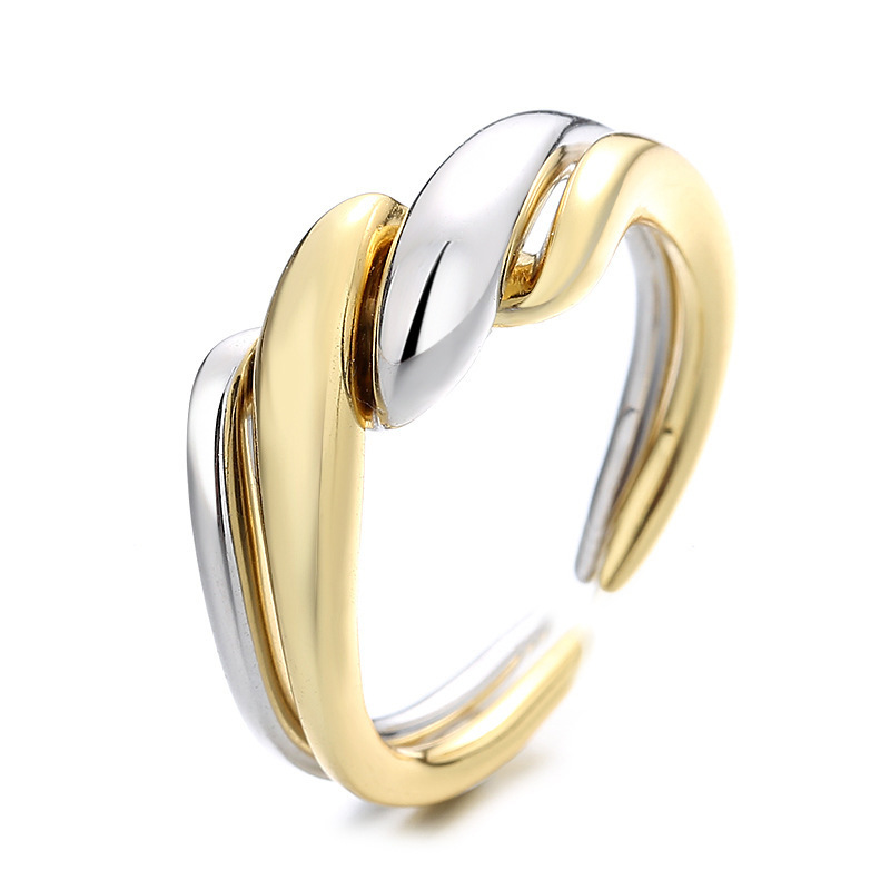 European And American Style Irregular Water Ripple INS Wrapped Combination Open Geometric Punk Ring Factory Wholesale_voghion.com
