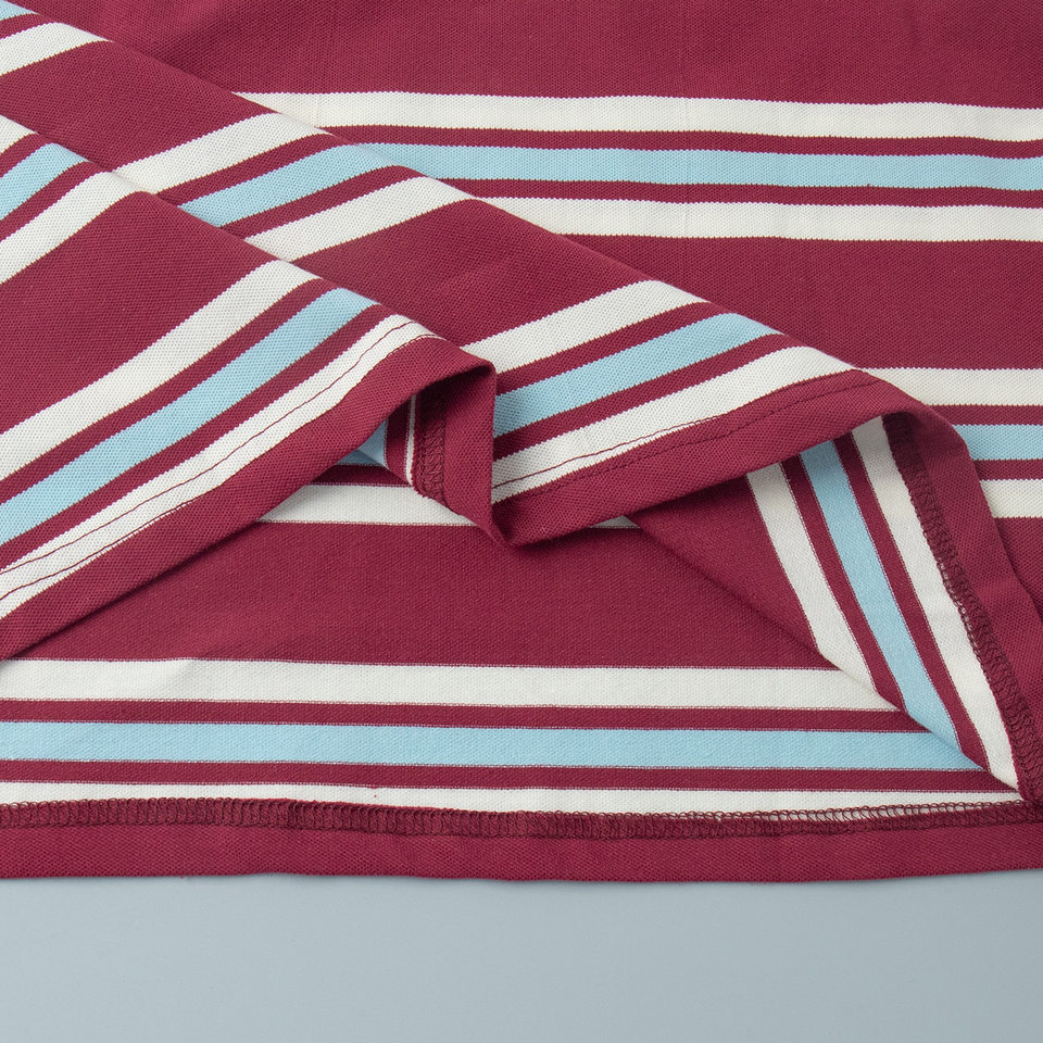 Áo thun nữ sọc dài tay cổ polo dáng rộng phong cách retro — hồng, màu nâu, nâu sẫm, quần kaki chi tiết 20