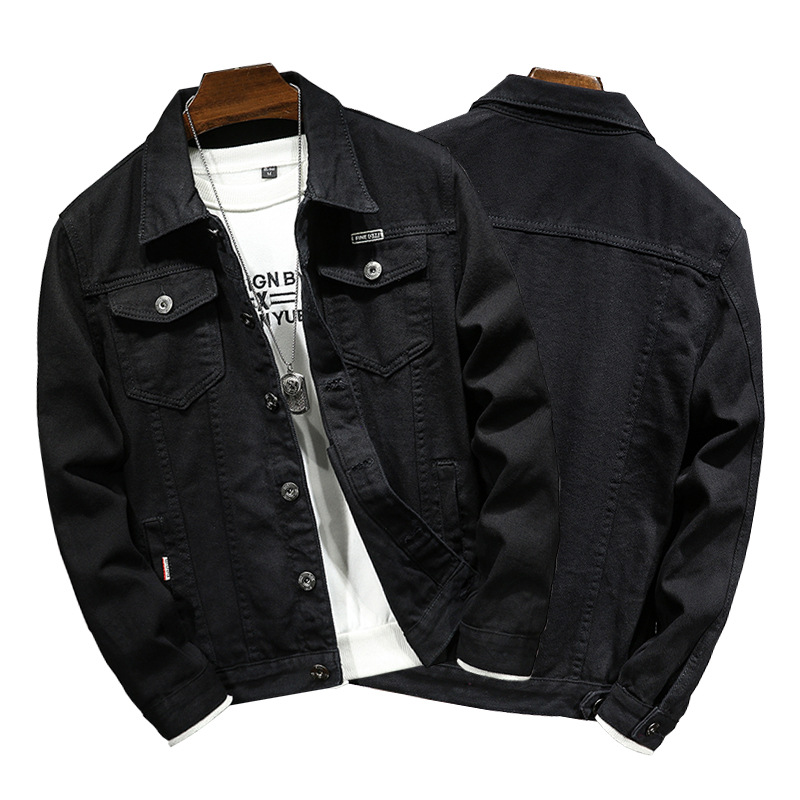 2024 Autumn New Men's Jacket, European And American Simple Jacket Men, Popular Pure Black Denim Coat For Men On Kuaishou_mkmklike.com