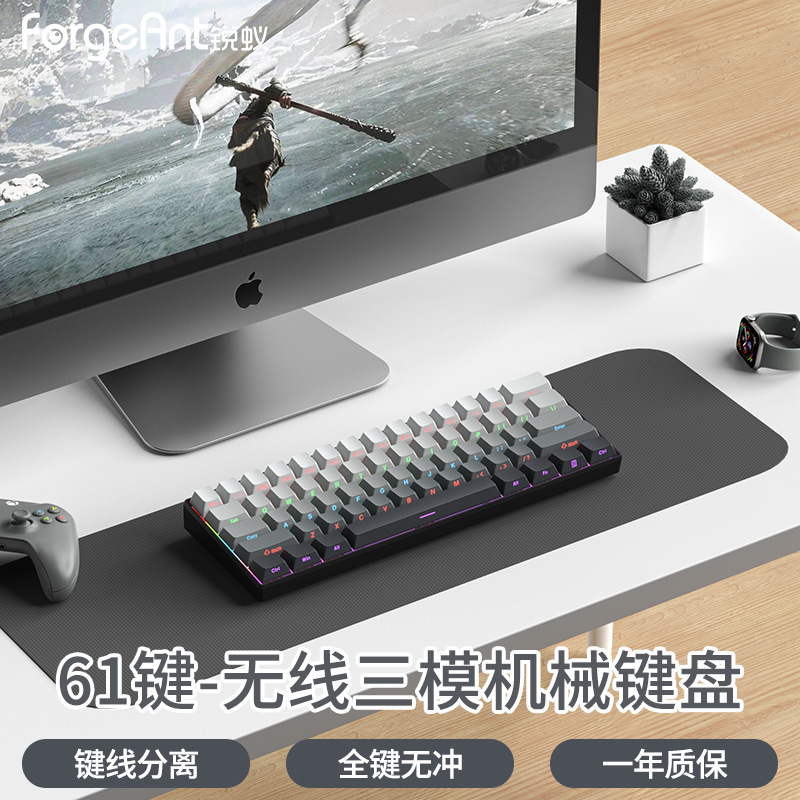 Ruiyi F61 メカニカルキーボード e スポーツゲームオフィスワイヤレス 3 モードノートブックデスクトップポータブル男性と女性のキーボード|undefined