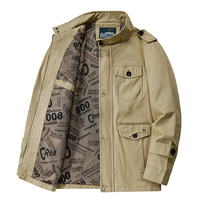 Giacca da uomo primavera e autunno nuova casual grande cotone sottile media lunga larga all'aperto da papà_voghion.com