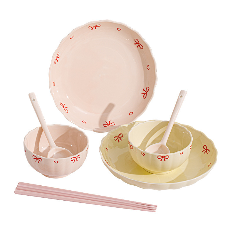 Tazón de cerámica de alto valor ins personalizado plato de arroz de color bajo vidriado tazón de sopa plato de pescado plato juego de vajilla de cerámica image 6