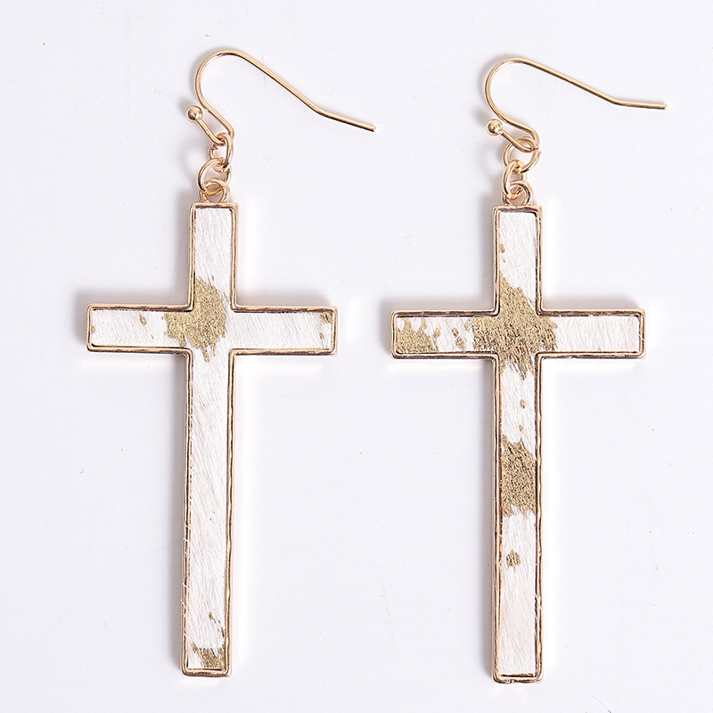 Leopard Print Cross Earrings 2