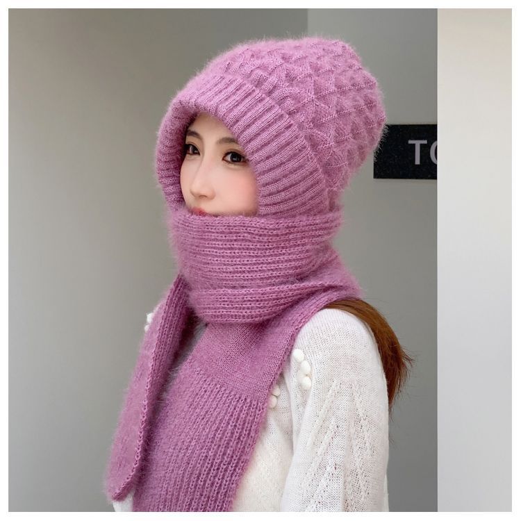 El otoño y el invierno de la moda caliente sombrero de punto de la bufanda sombrero de lana integrado sombrero de protección del oído