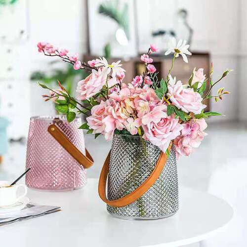 Nordic creative simple glass vase transparent decorative ornaments light luxury living room flower arrangement flower water care handheld flower device
