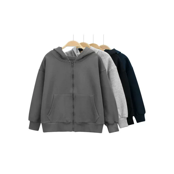 Grrr Children's Clothing Spring New Zipper Shirt Medium and Large Boys and Girls Hooded Pure Color Jacket Cardigan Sweatshirt Drop Shipping