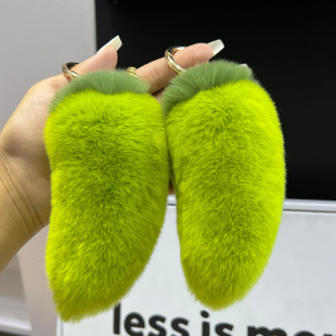 Cute Rex Rabbit Fur Pepper Green Car Keychain Pendant DIY Plush Doll Bag Pendant