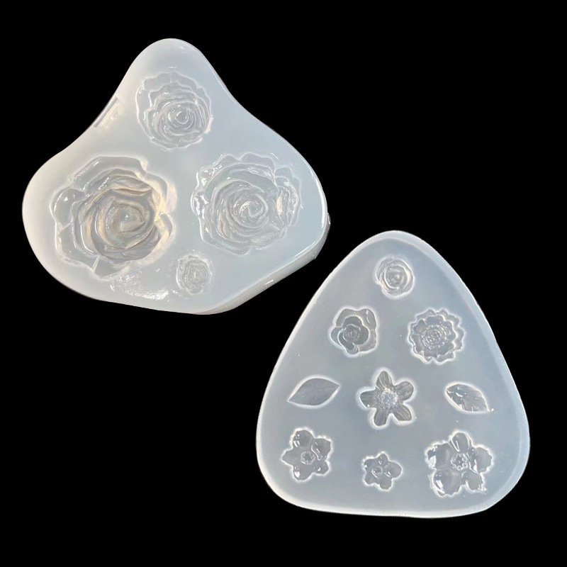 Espejo Día de San Valentín confesión tridimensional Rosa molde de silicona pequeña flor hoja accesorios jabón hecho a mano molde de yeso epoxi