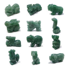 跨境热卖十二生肖水晶雕刻件 本命年玉石小动物摆件 半宝石工艺品