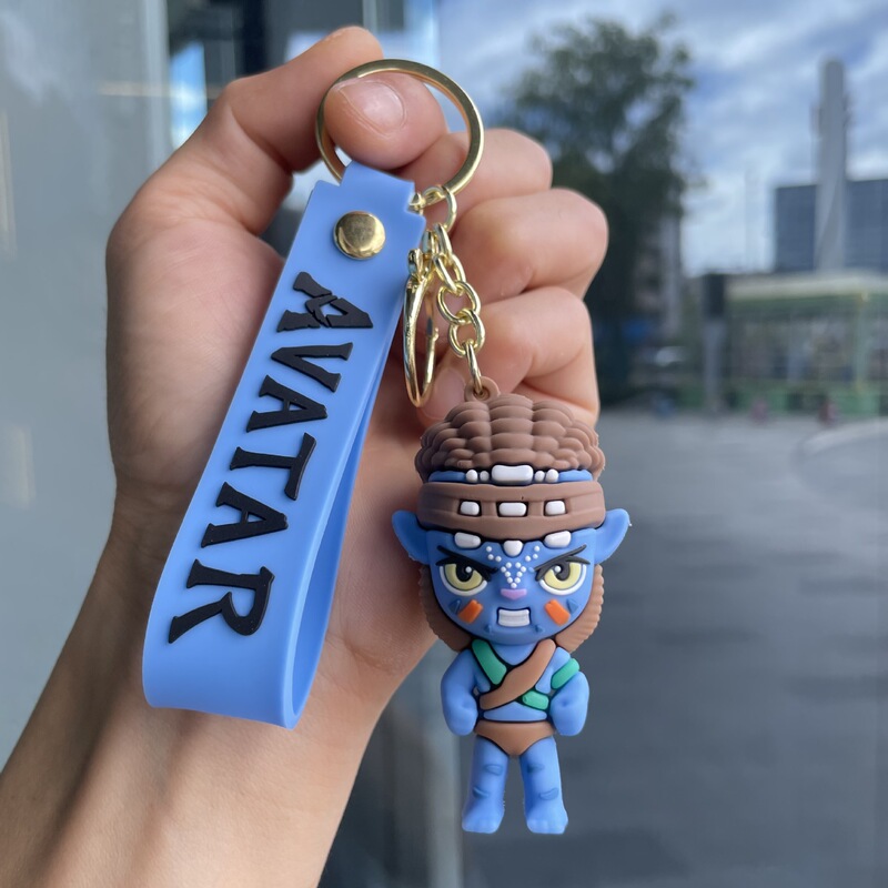可爱蓝色精灵钥匙扣阿凡达公仔娃娃机包包挂件汽车钥匙链小礼品|undefined