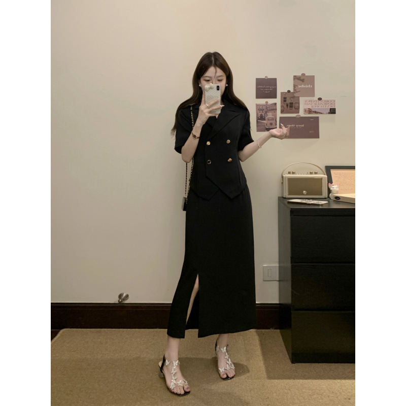 微胖显瘦时尚职场套装大码气质女装2025早秋新款短袖半身裙A5595|undefined