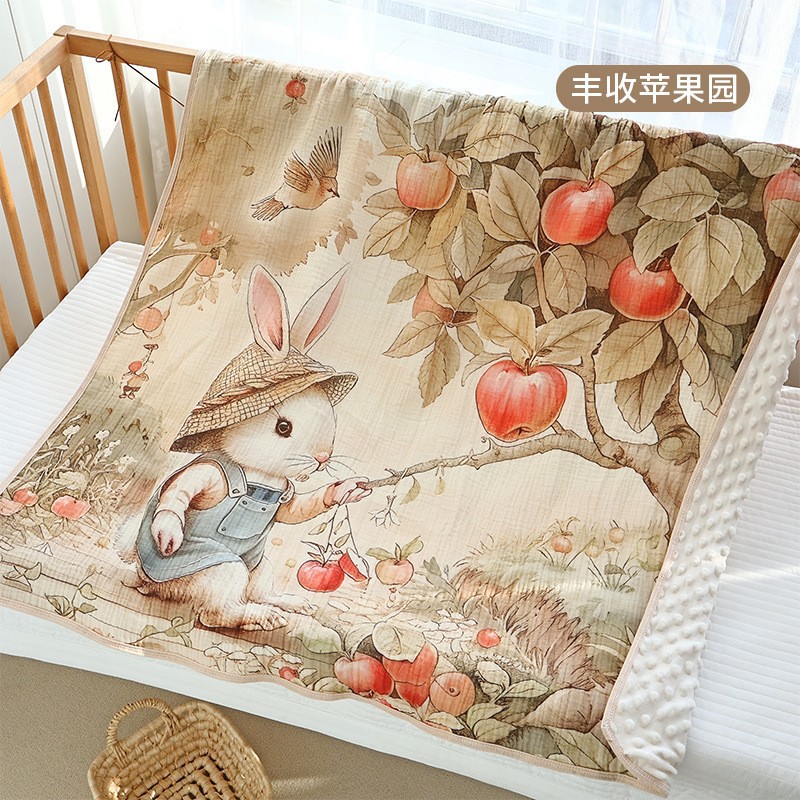 Venta al por mayor de dibujos animados Cuatro Estaciones edredón de bebé crepe manta de frijol recién nacido niños kindergarten edredón de bebé