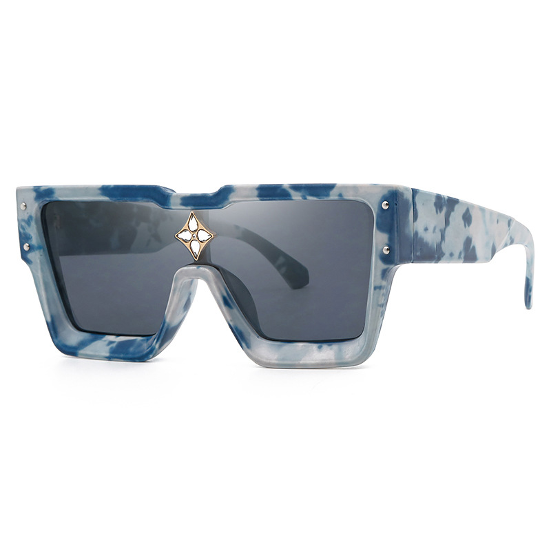 2023新款欧美时尚男女款大框方形水钻太阳眼镜百万富翁sunglasses