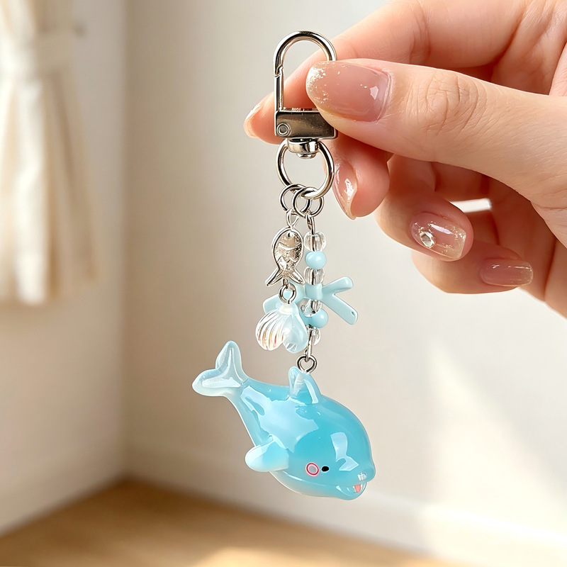 Cute Luminous Dolphin Cartoon Marine Animal Beaded Phone Chain Cute Girly Keychain Bag Pendant Cute Luminous Dolphin Cartoon Marine Animal Beaded Phone Chain Cute Girly Keychain Bag Pendant