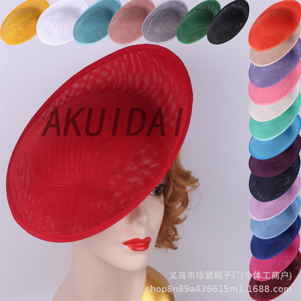 New Imitation Linen DIY Headwear Round Hat with 30cm Base Cap Embryo Bridal Headwear Accessories Export Dropshipping
