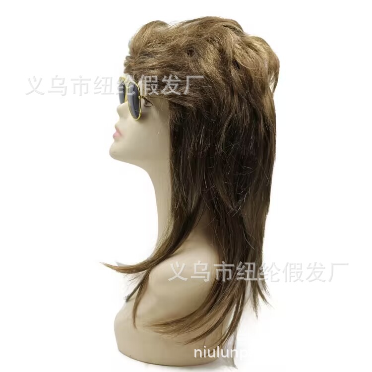 Los hombres europeos y americanos oblicuo Bangs niños rendimiento apoyos US dólar collar anillo de radio larga recta pelo etapa rendimiento del reloj