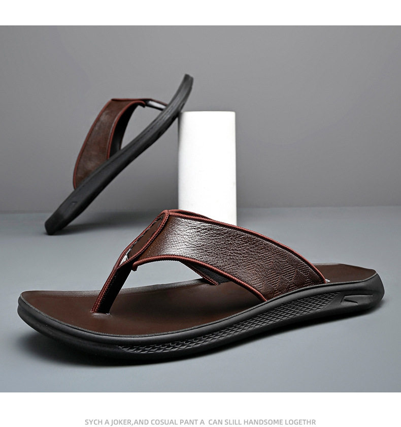 Dép xỏ ngón nam da bò lớp đầu chống trượt, phong cách casual đi ngoài trời — XQ2266 màu nâu, XQ2266 màu đen chi tiết 15