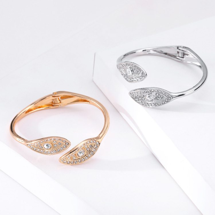 fashion gold leaf bracelets diamond-studded opening bracelet wholesale