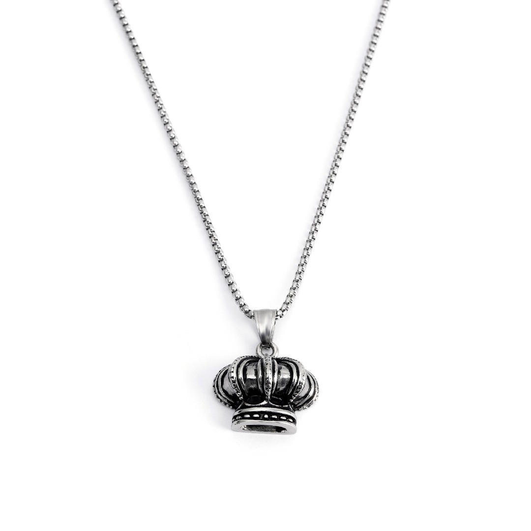Stainless pendant crown shaped titanium steel fashionable and trendy necklace DIY accessories_voghion.com