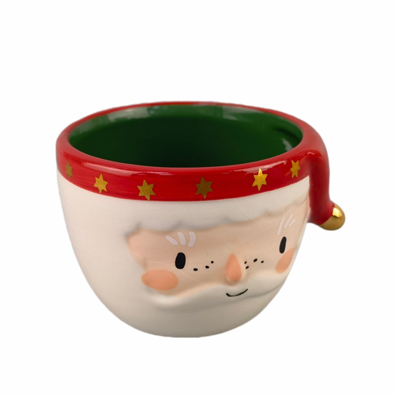 Taza de cerámica cuidadosamente seleccionada, bonita taza con relieve tridimensional de Papá Noel, taza de agua de regalo de Navidad para pareja de estudiantes