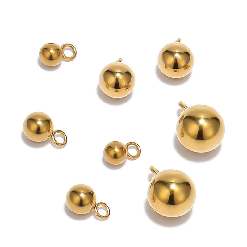 クロスボーダーネックレスブレスレットアクセサリービーズアクセサリーステンレス鋼ボールソリッドペンダント diy ラウンドビーズペンダントペンダント|undefined