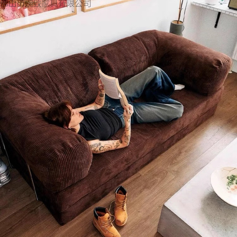 Living Room Wabi-Sabi Free Placement Sofa Bed Small Apartment Lazy Retro Corduroy Fabric Modular Sofa