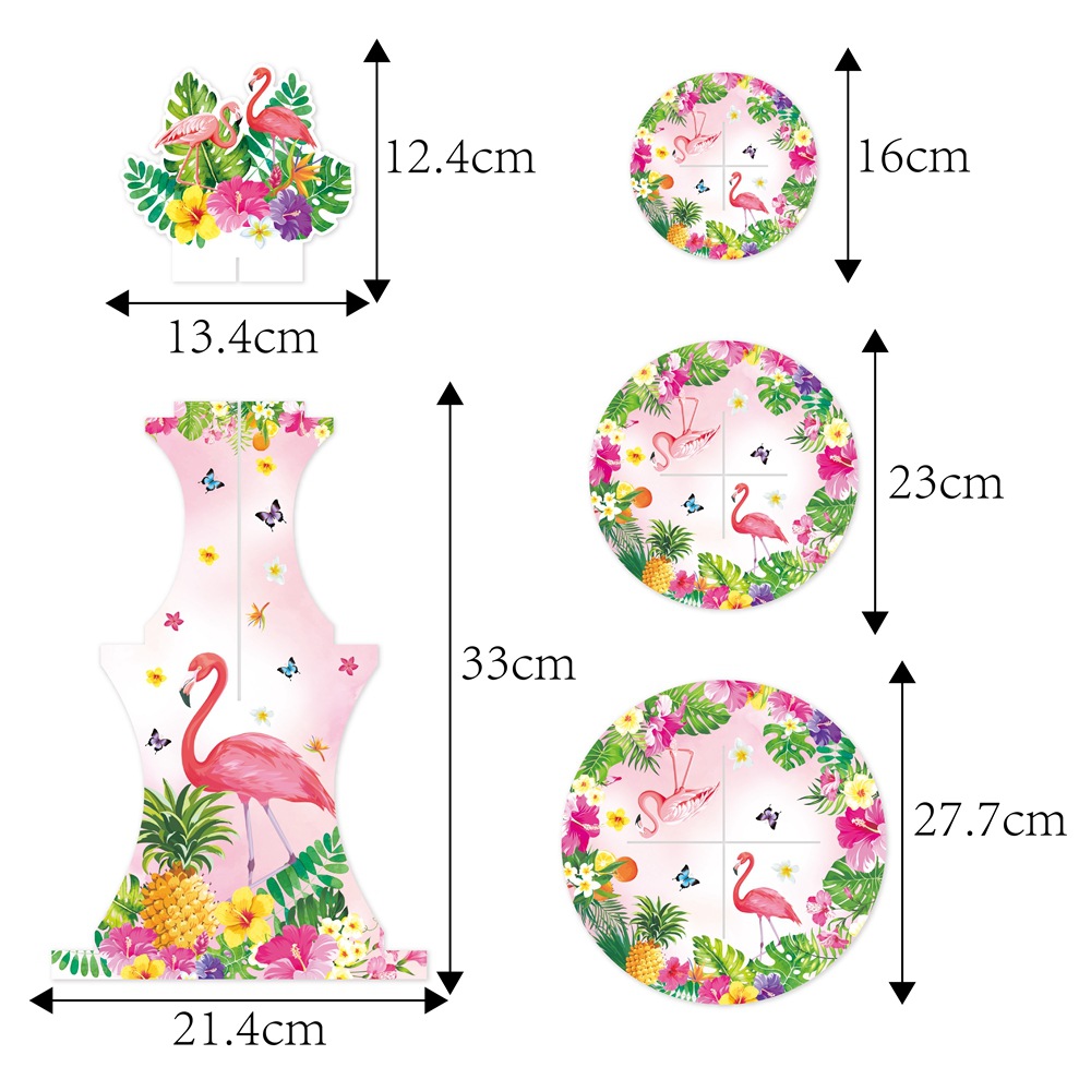 Nuevo estilo transfronterizo decoración de fiesta hawaiana soporte para pasteles de múltiples capas soporte para pasteles decoración de cumpleaños de verano soporte para pasteles