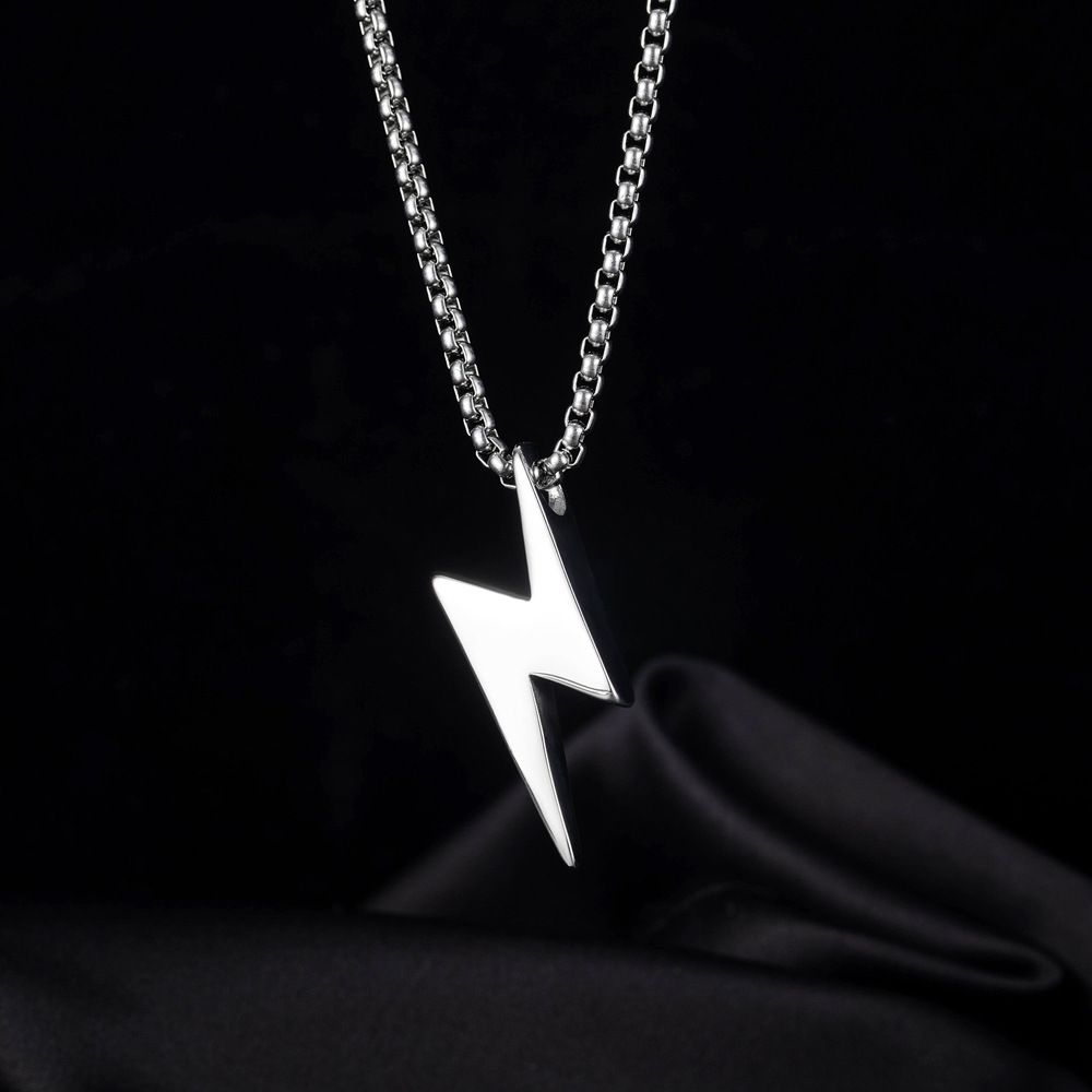 Pendant Necklace Classification Simple Style Streetwear Lightning Titanium Steel Polishing Unisex Pendant Necklace Men Pendant Necklaces