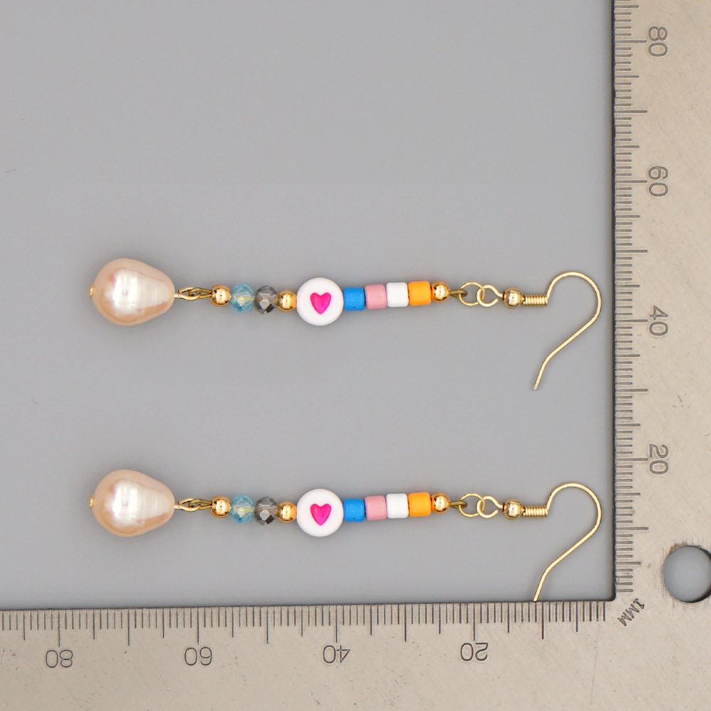 INS Style Cross Eye Pearl Plating Zircon Drop Earrings 1 Pair