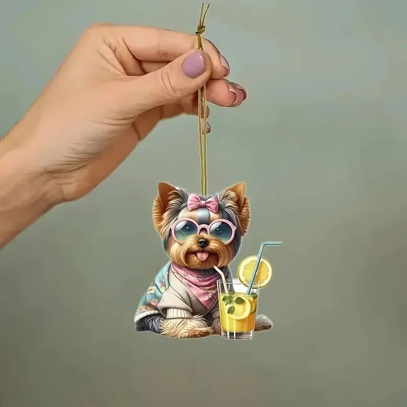 Nuevo cross-border bebidas gaseosas adorables perros colgante acrílico plano espejo retrovisor colgante mochila colgante