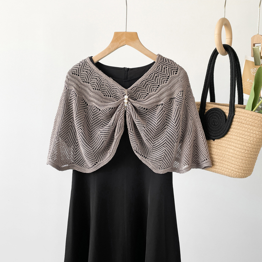 Neuer Sonnenschutz-Strickschal aus Eisseide, hochwertiges Seidenschal-Set für Damen, Kopftuch, Armschal (mit Seidenschal-Schnalle)_voghion.com