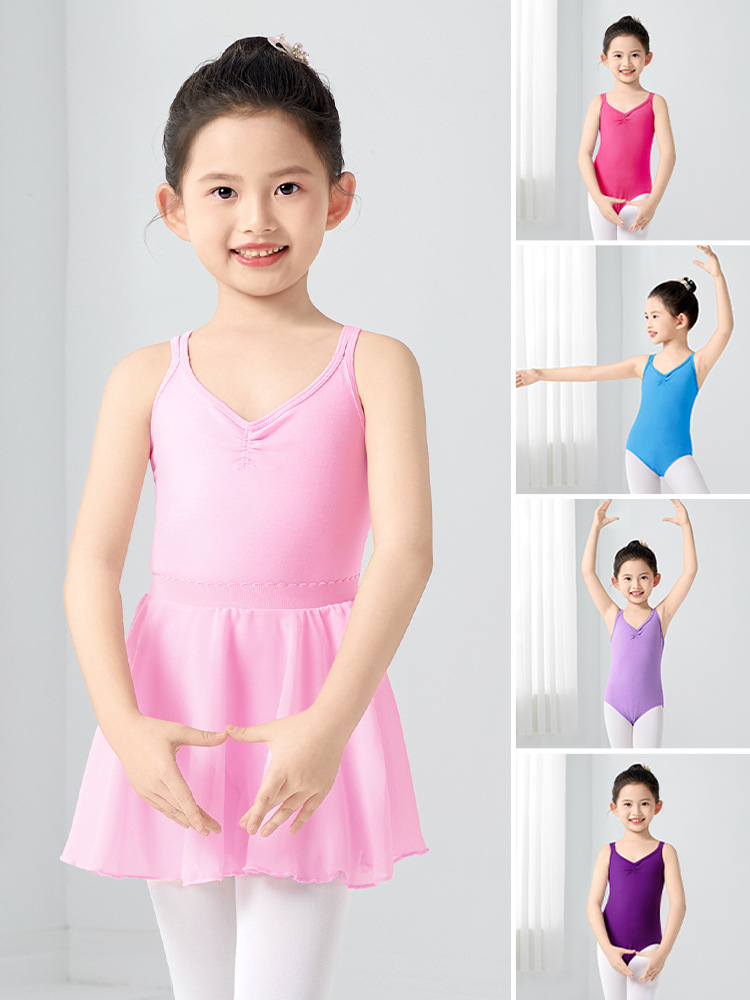 Leotardo de Tirantes de Ballet para Niñas, Algodón, para Práctica de Danza